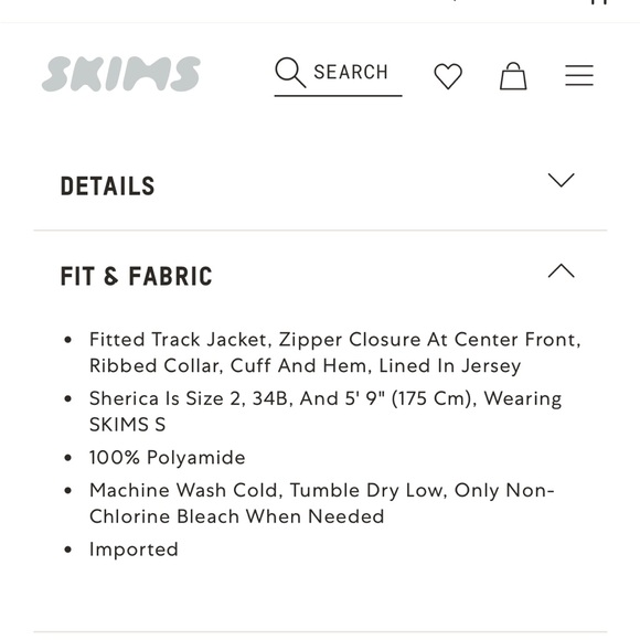 NWT Skims Fitted Fleece Track Jacket - Picture 6 of 7